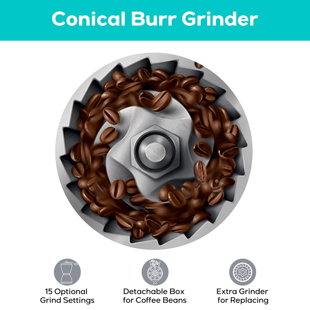 Espresso Machine with Grinder, Professional Espresso Coffee Maker with Milk Frother Steam Wand