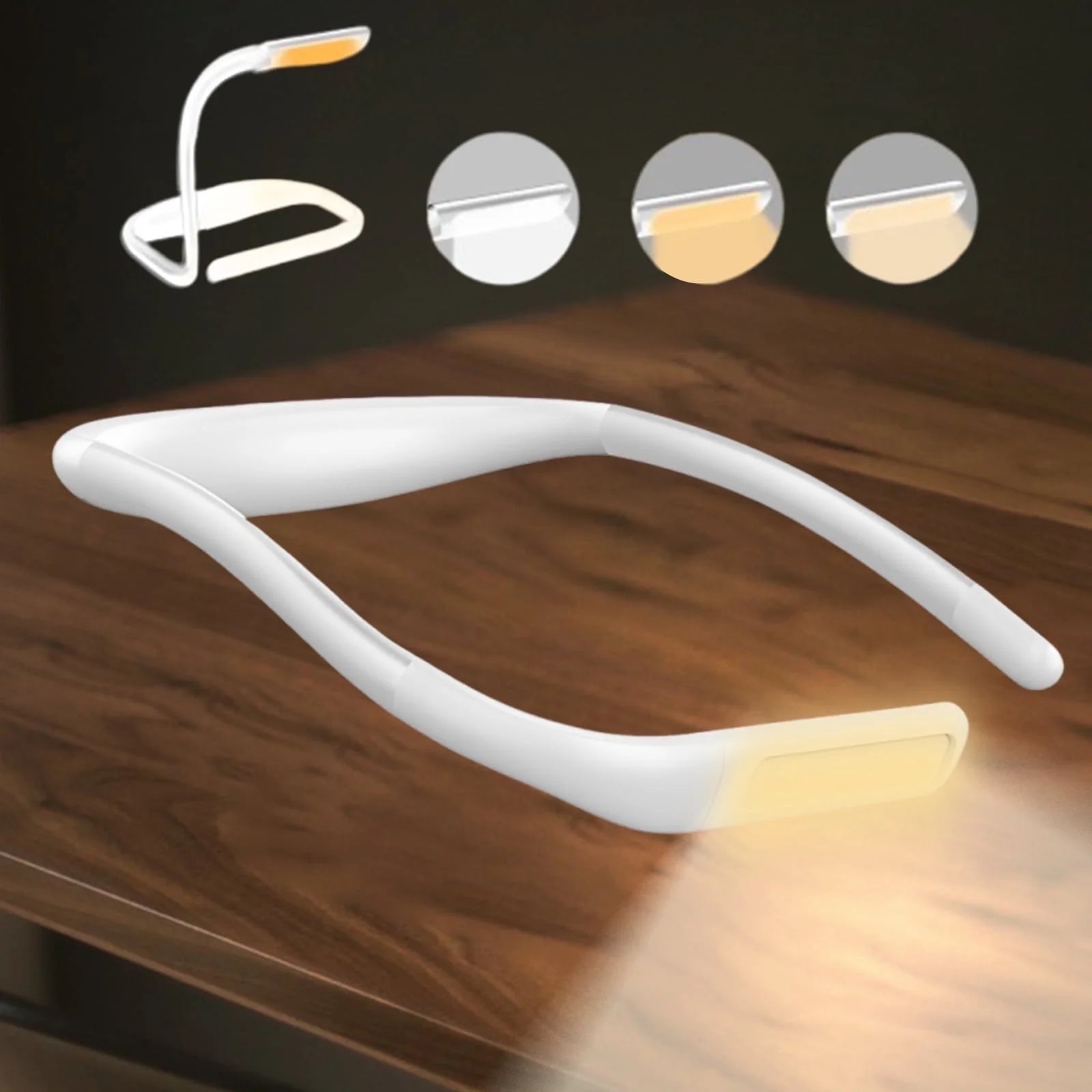 Neck Reading Light, LED Book Light for Reading in Bed, Rechargeable 3 Brightness Levels, Perfect for Reading Camping Repairing, Reading Light for Student, White