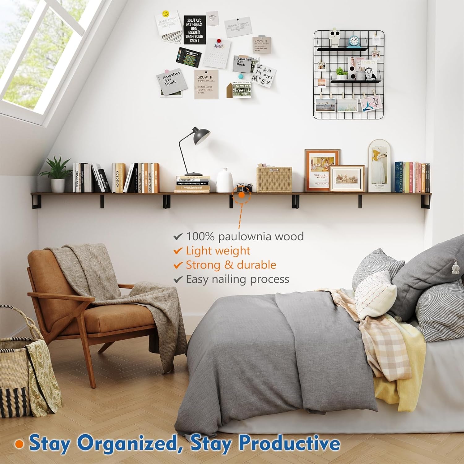 Floating Shelves for Wall 36 Inches Long 8 Inch Deep, Large Wall Book Shelves Fo