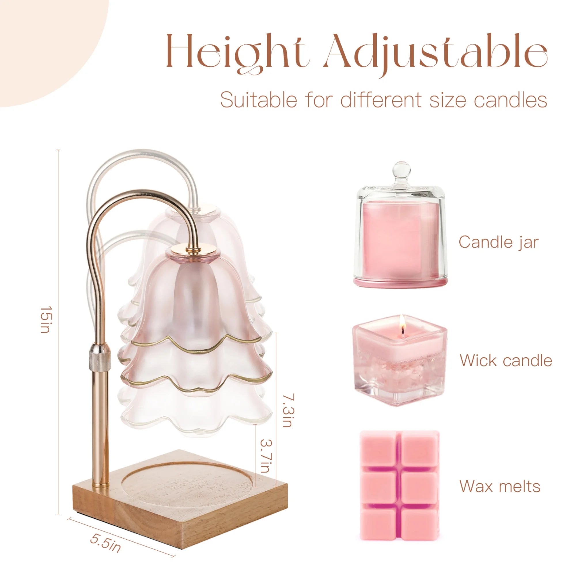 Pink Flower Candle Warmer Lamp with Scented Candles: Wax Melt Warmer with Timer, Perfect Mother’S Day, Valentine’S Day, or Birthday Gift for Women, Mom, and Home Decor