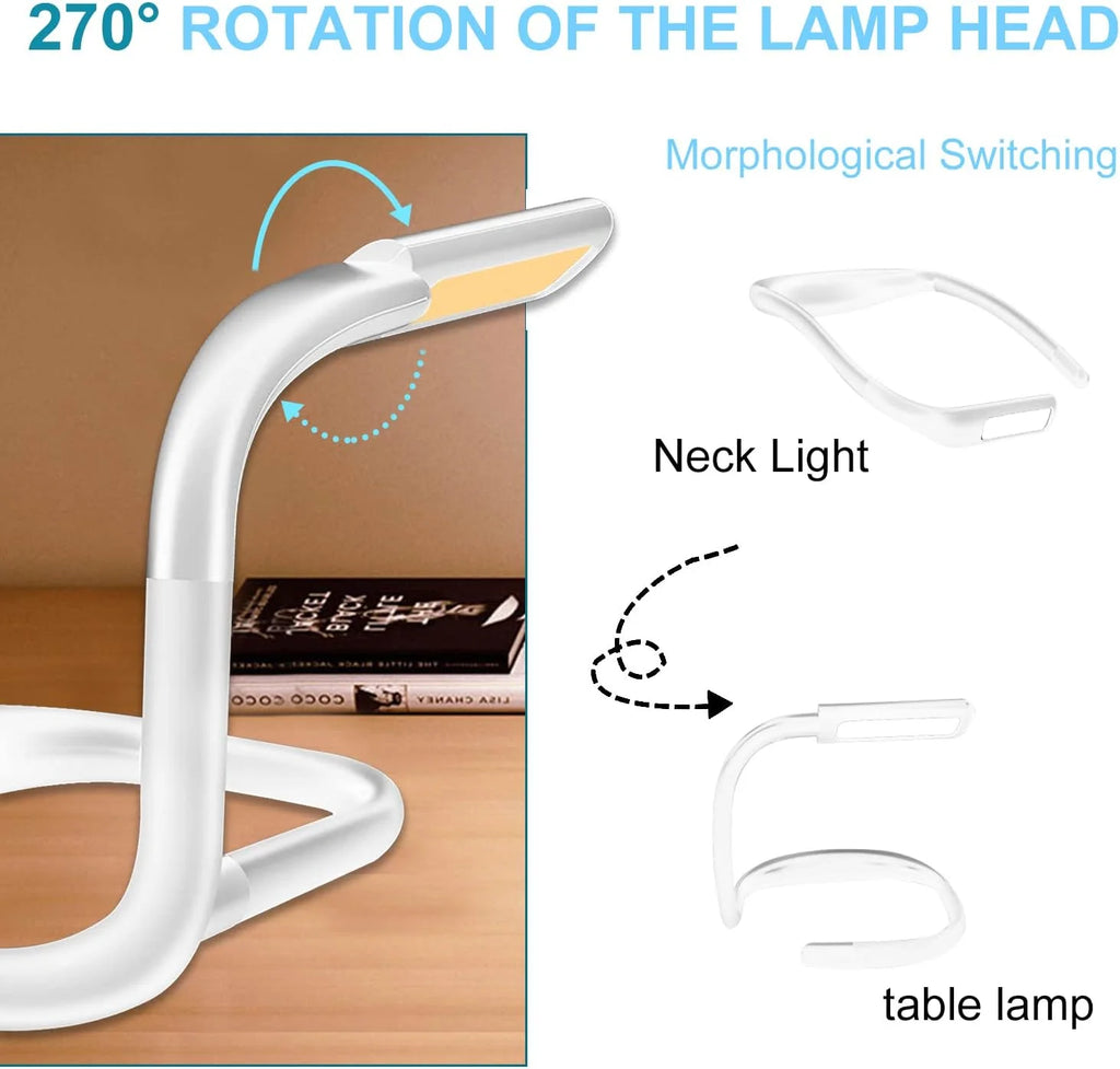 Neck Reading Light, LED Book Light for Reading in Bed, Rechargeable 3 Brightness Levels, Perfect for Reading Camping Repairing, Reading Light for Student, White