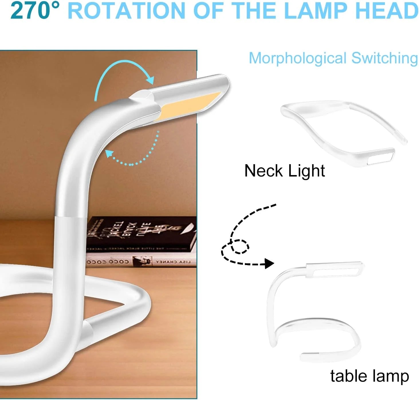 Neck Reading Light, LED Book Light for Reading in Bed, Rechargeable 3 Brightness Levels, Perfect for Reading Camping Repairing, Reading Light for Student, White