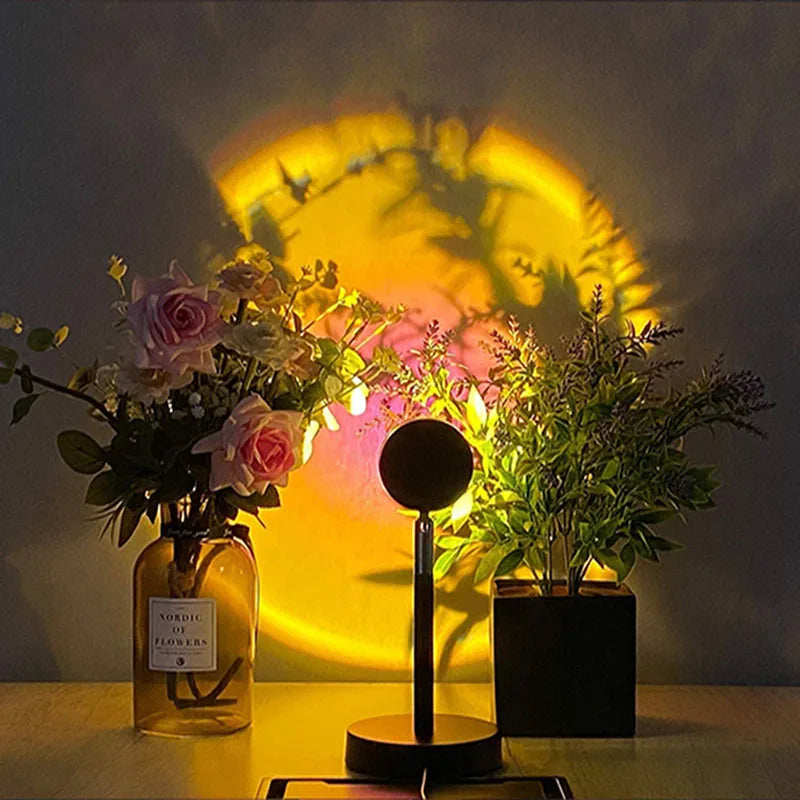 ZK20 Sunset Lamp Led Projector Remote Control Rainbow Atmosphere Night Light Photographic Home Background Wall Decoration Lamp