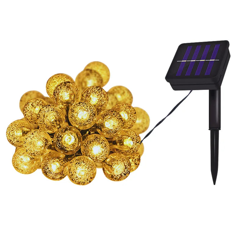 8 Mode Crystal Globe Ball Solar String Lights  Outdoor Waterproof Solar Powered Patio Light for Garden Party Decor