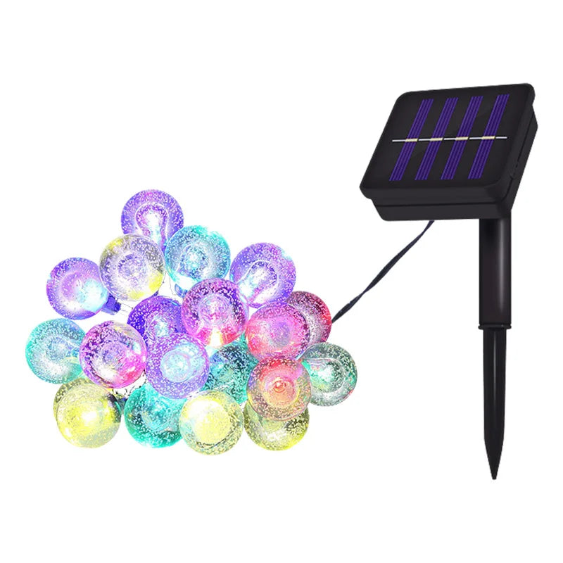 8 Mode Crystal Globe Ball Solar String Lights  Outdoor Waterproof Solar Powered Patio Light for Garden Party Decor