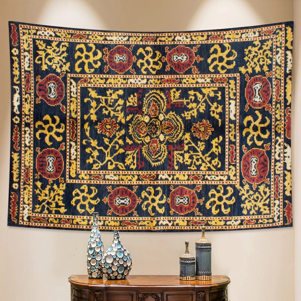 Retro Geometric Mandala Wall Tapestryts yoga mat