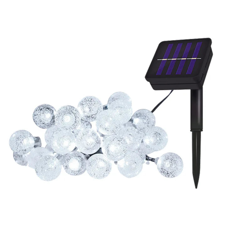 8 Mode Crystal Globe Ball Solar String Lights  Outdoor Waterproof Solar Powered Patio Light for Garden Party Decor