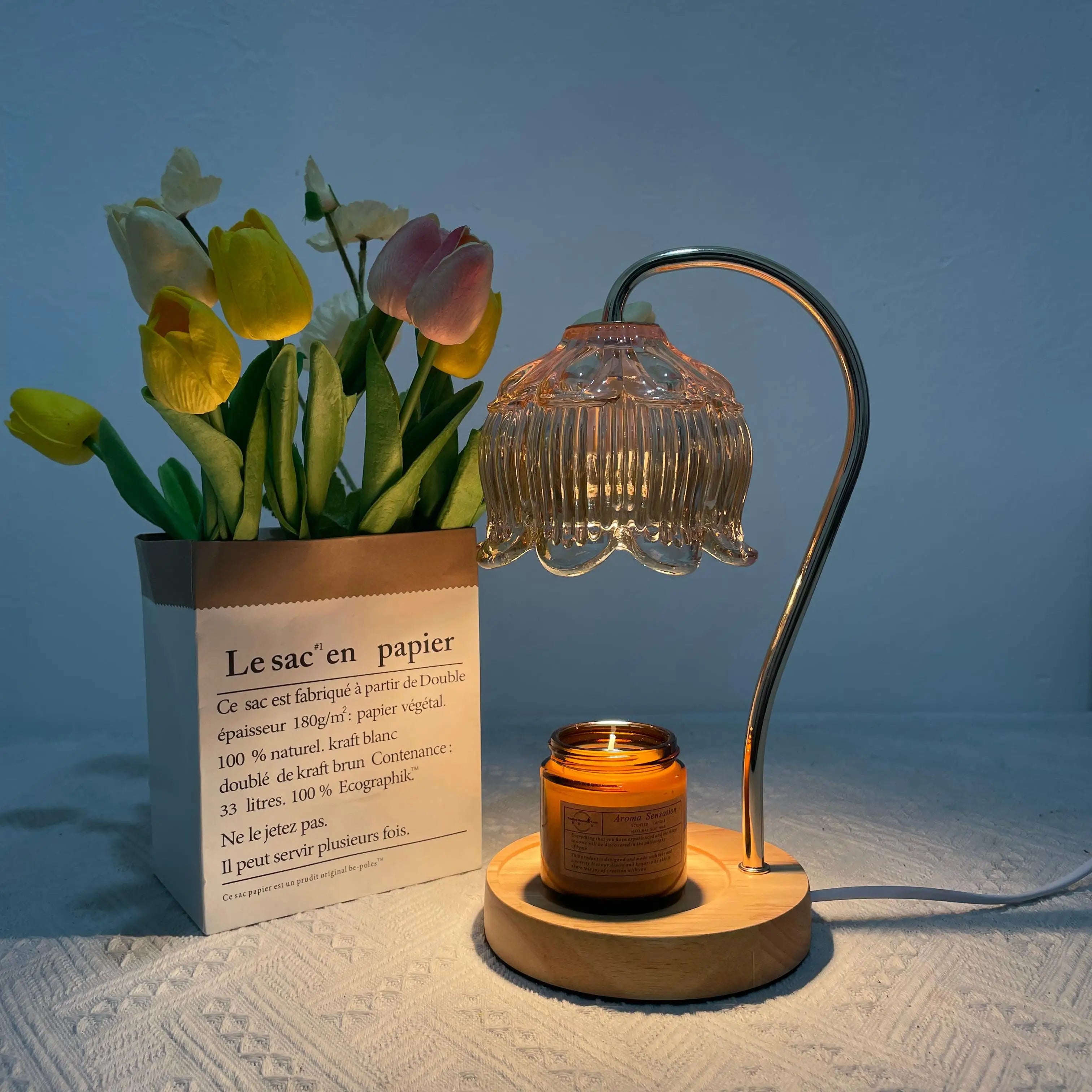Flower Candle Warmer Lamp with Timer, Dimmable Candle Lamp Warmer, Christmas Birthday Gift, House Warming Decor, For Jar Candles