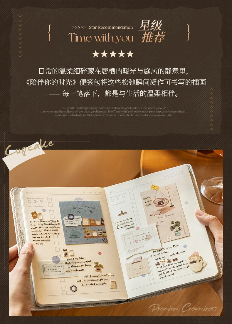 Journal GO 20pcs Time with You Note Pads Creative Warm Journaling Scrapbook Decorative Material Paper Stationery Notes