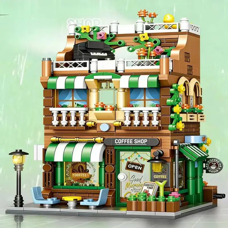 City Street Coffee Shop Modular Building Block Set
