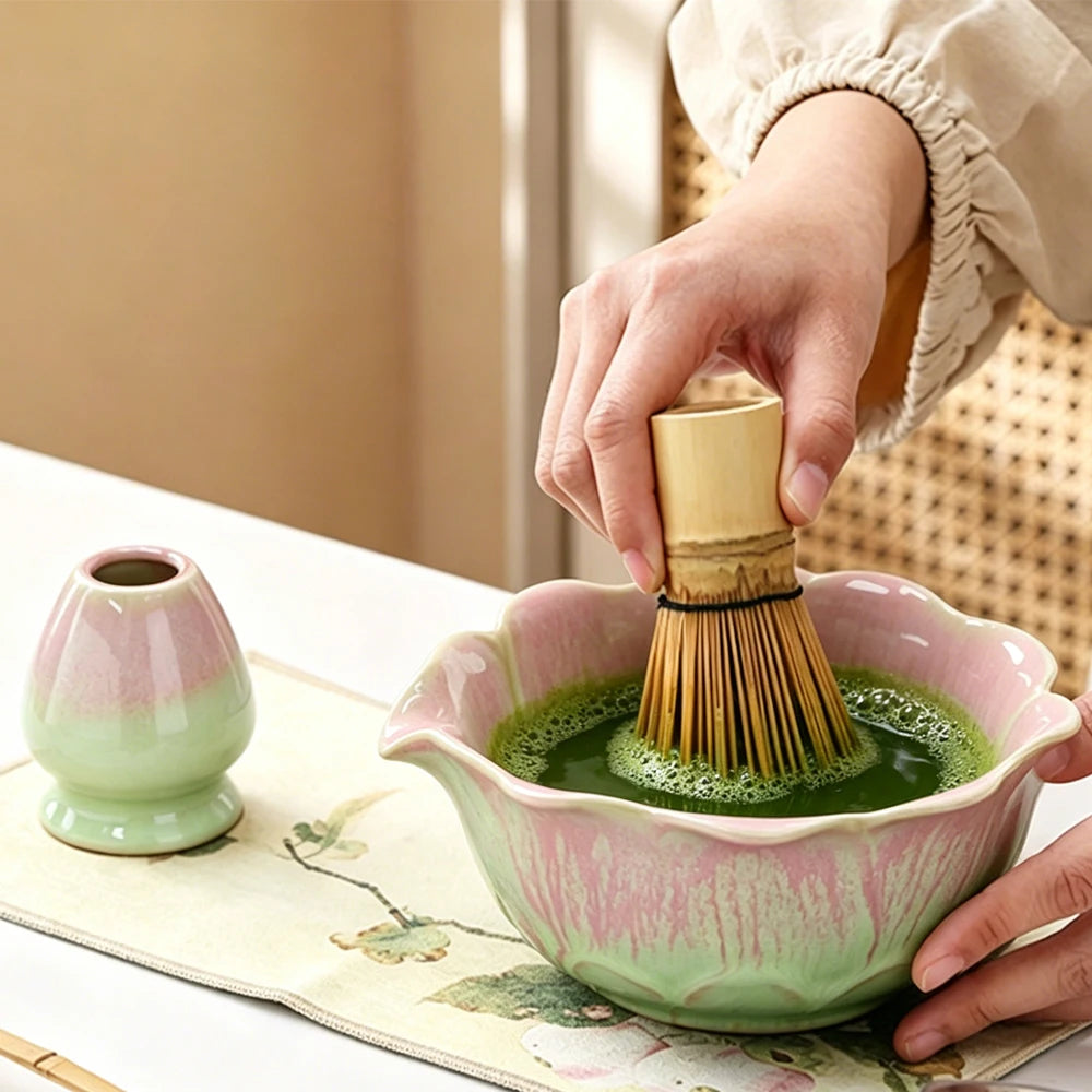 6-Piece Flower-Shaped Japanese Matcha Tea Set