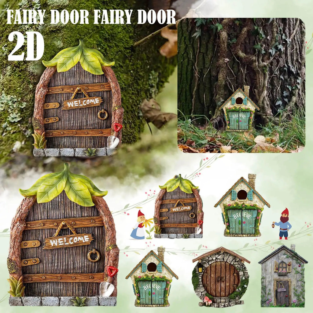 2D Fairy Garden Miniatures Gnome Window Door Set – Pendant Glow In The Dark Creative Ornaments Crafts for Fairy Garden Decorations