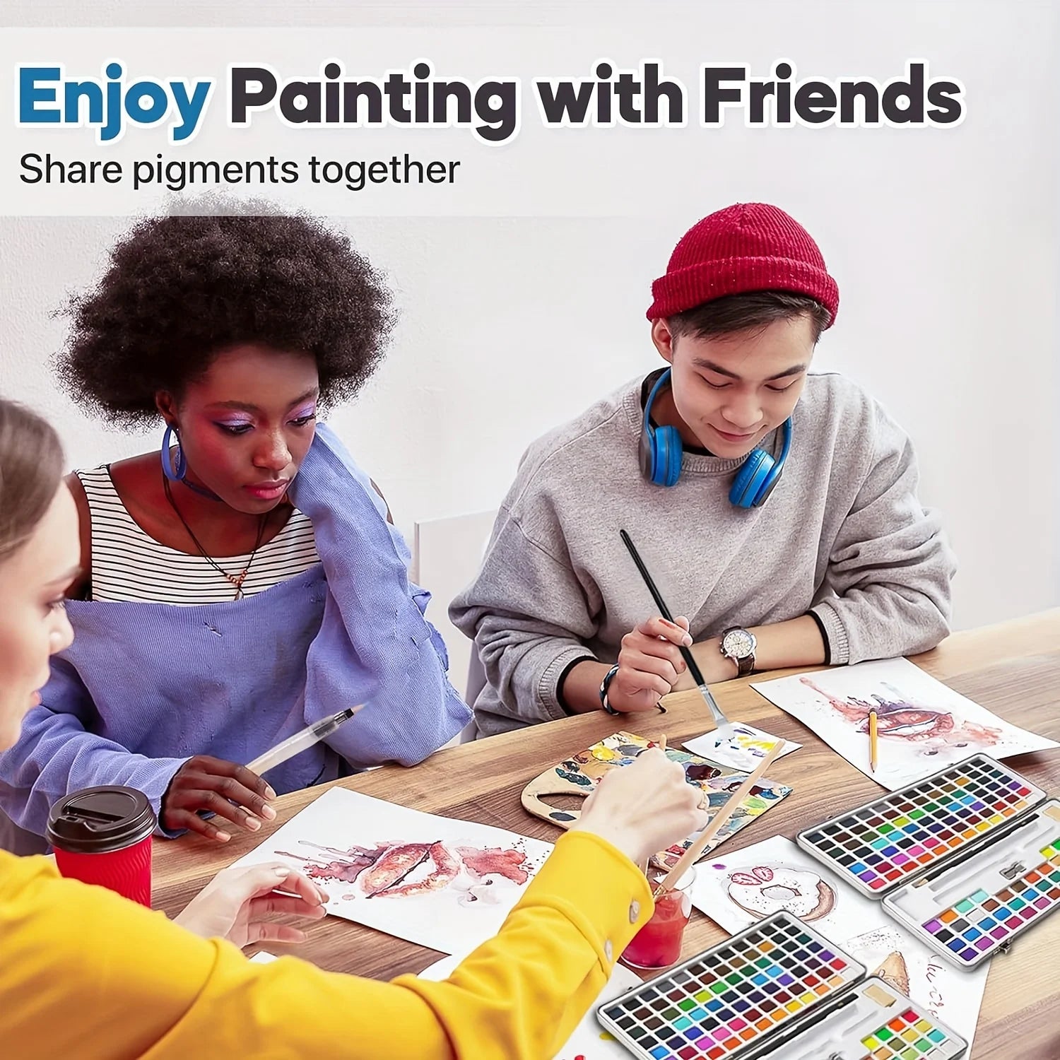 168-Color Deluxe Watercolor Paint Set with Brushes & Sketch Pencil | Non-Toxic Portable Metal Case | Complete Artist Painting Kit