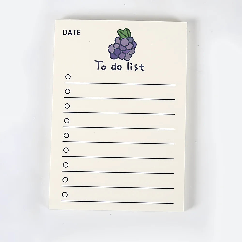 Korean Bear Fruit Non-sticky Notes Lined Memo Pads Cute Check to Do List Shopping Daily Weekly Planner Notepad Stationery Agenda