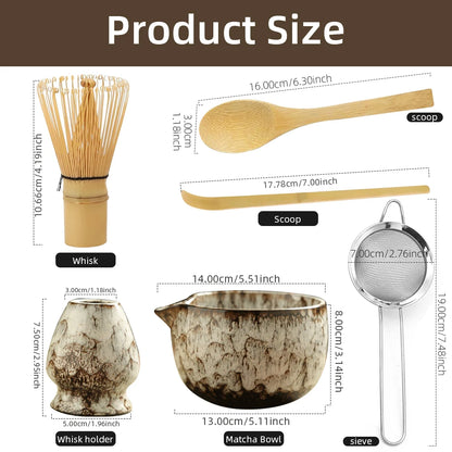 6PCS Japanese Matcha Tea Set – Whisk, Bowl & Accessories for Authentic Tea Rituals