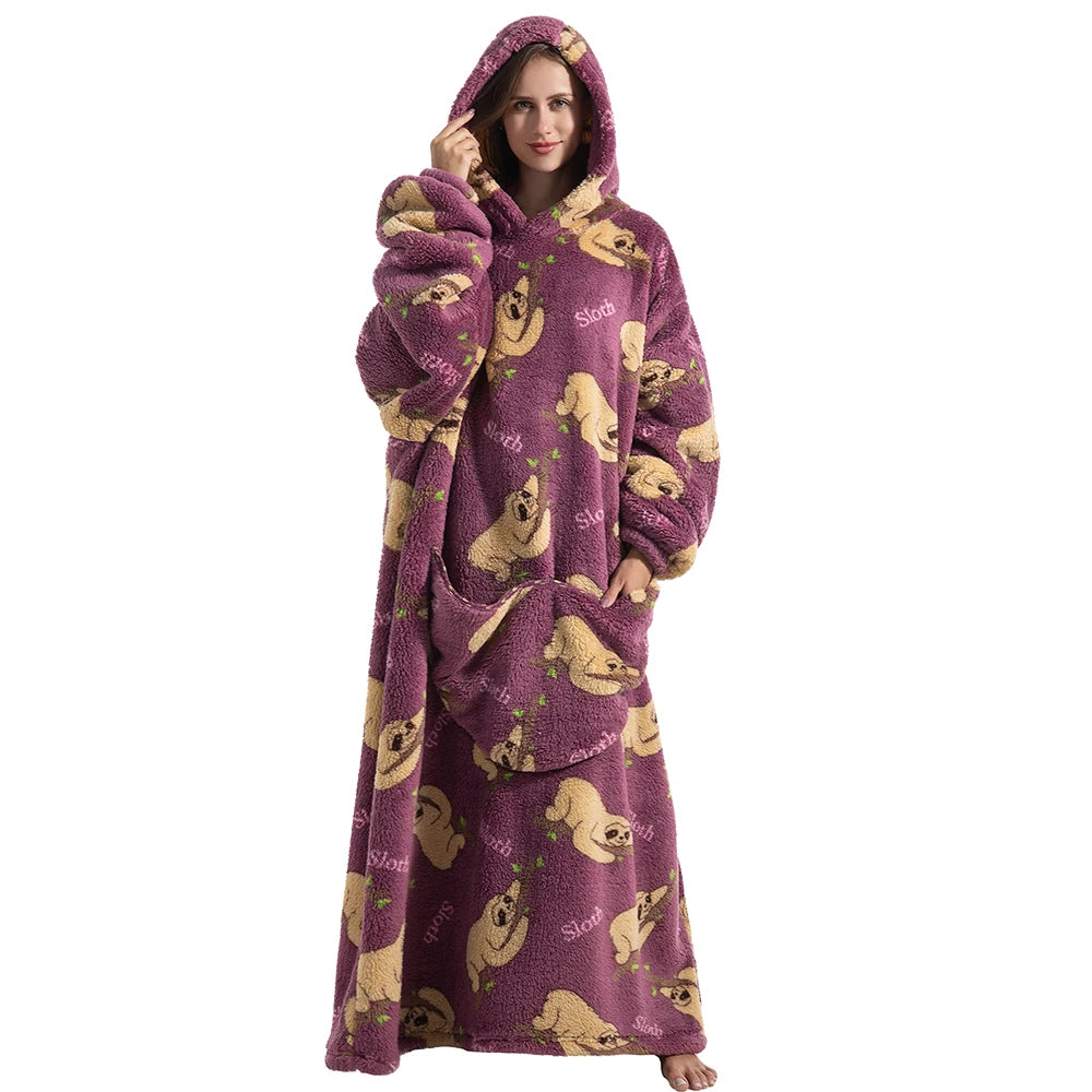 Wearable Sherpa Fleece Blanket Hoodie
