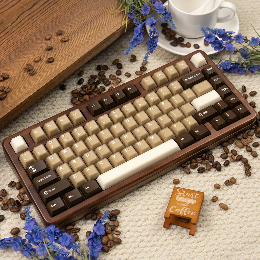 164 Keys Latte Coffee Keycaps Retro Brown Translucent keycaps Cherry Profile Double Shot PBT PC keycap For Mechanical Keyboard
