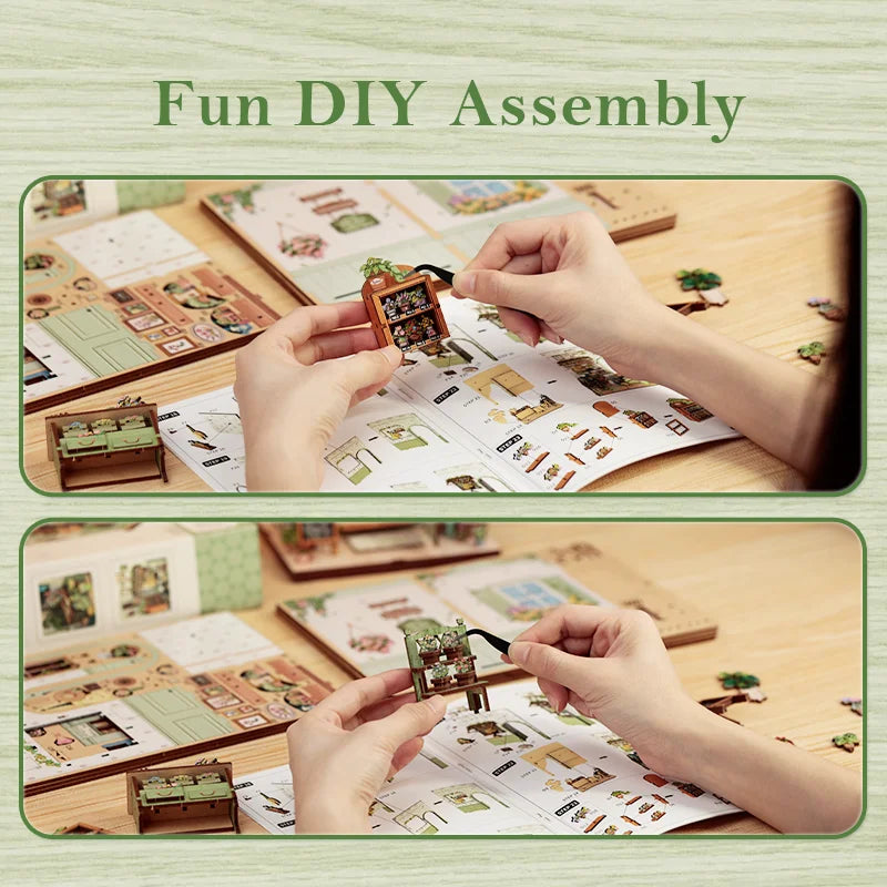 CUTEBEE Book Nook Kit DIY Miniature Model Dollhouse for Adults and Teens Bookshelf Decor 3D Wooden Puzzle Gifts for Family