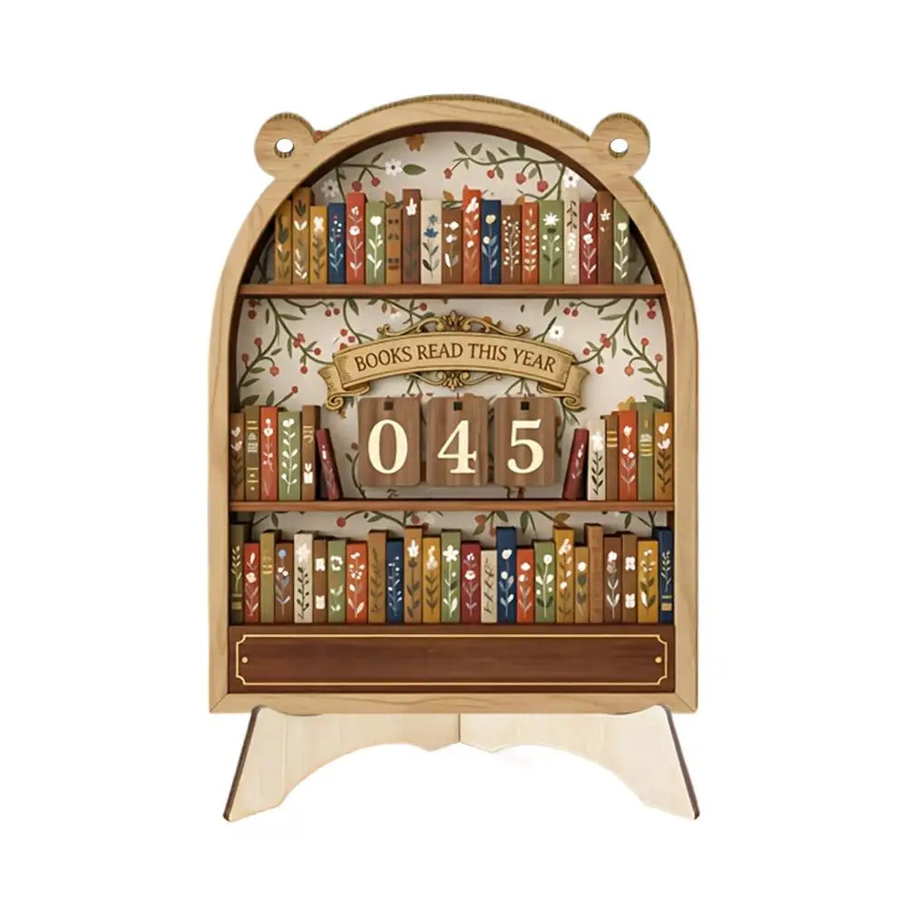 Wooden Book Read This Year Counter Tracker Up To 999 Books Challenge Tracker Retro Bookshelf Classroom Decor Gift for Book Lover