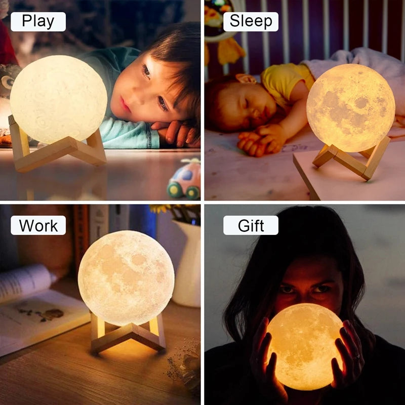 Moon Lamp LED Night Light with Stand