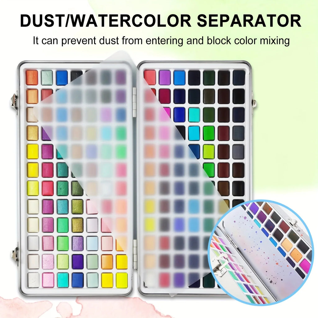 Deluxe Watercolor Paint Set with Brushes and Pencil 168 Vibrant Colors Non-Toxic Portable Metal Case Complete Art Supplies Kit