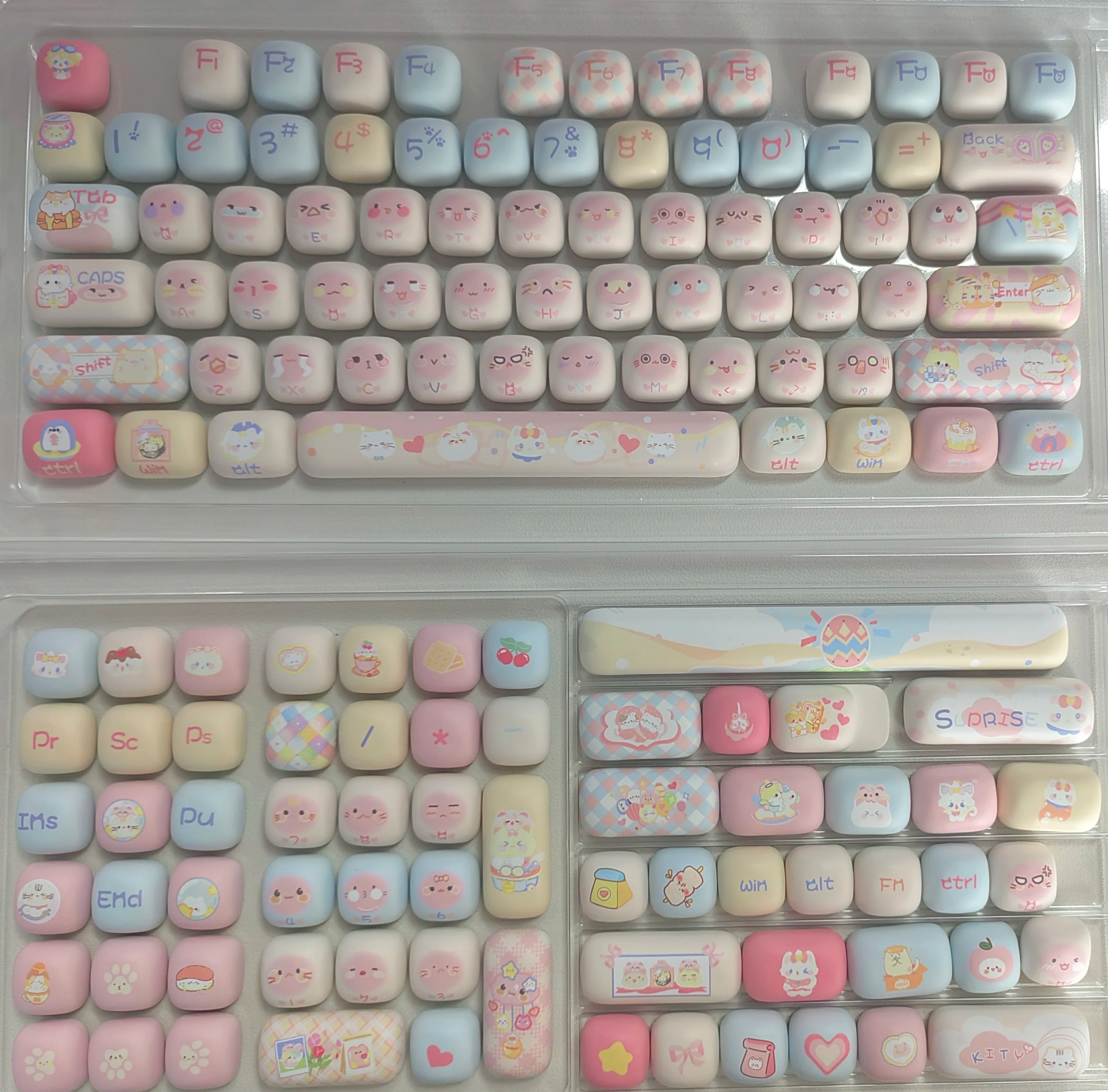 140 Keys Cute Keycaps Cat MOG Keycaps PBT Pink Keys Gift for Girl Cute New Square Thermal Sublimation Mechanical Keyboard 6.25U
