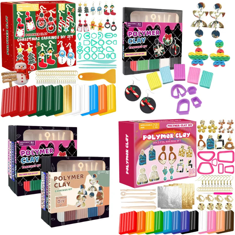 DIY Polymer Clay Jewelry Earring Making Kit – Modeling Clay with Sculpting Tools, Oven-Bake or Air-Dry Art Craft for Teens &amp; Adults