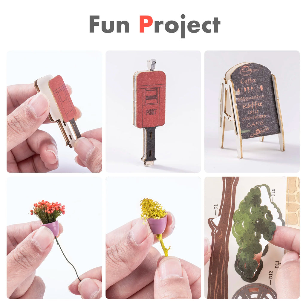 Robotime Rolife Book Nooks Series Stories in Books – 4 Kinds DIY Wooden Miniature House Furniture Kits for Bookshelf Insert Decor