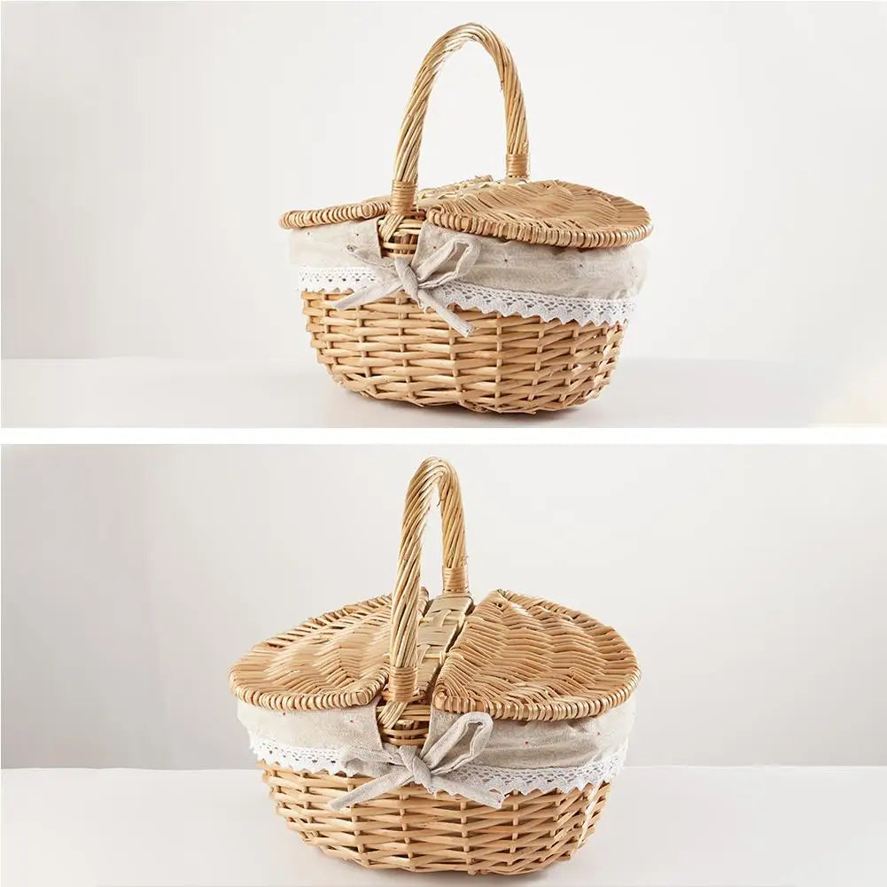 Oval Wicker Picnic Basket with Lid