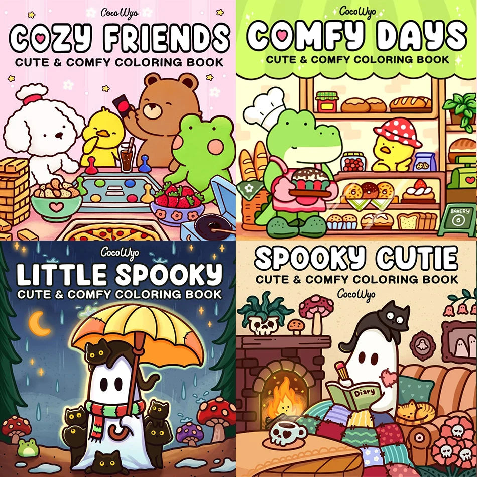 Cozy Friends Halloween Coloring Book for Adults & Teens