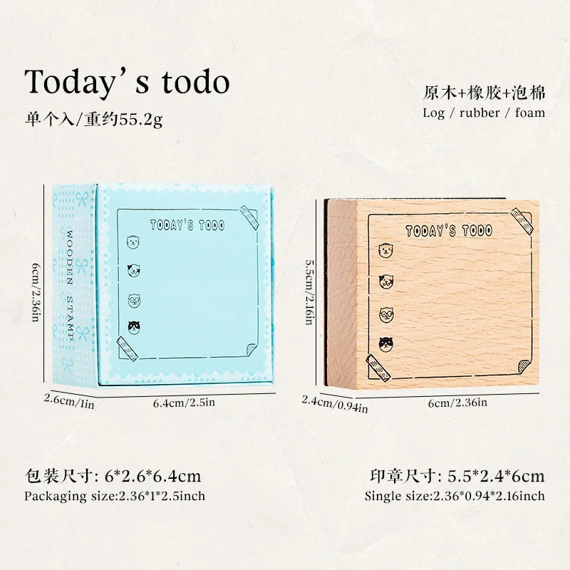 Memo Cat Box Wooden Hand Account Seal Retro Cat Schedule Plan Beech Wood Seal Daily Memo Seal School Supplies Assorted Stamp