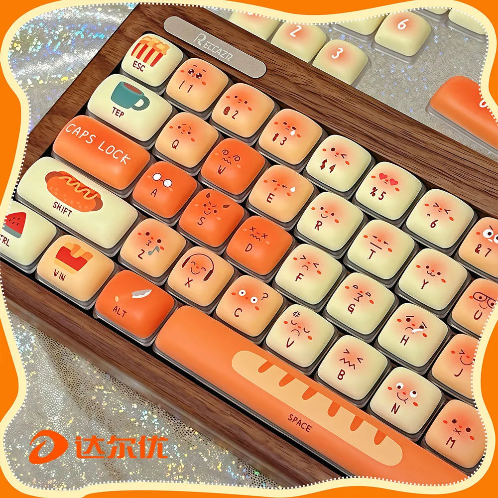 140 Keys Cute Keycaps Cat MOG Keycaps PBT Pink Keys Gift for Girl Cute New Square Thermal Sublimation Mechanical Keyboard 6.25U