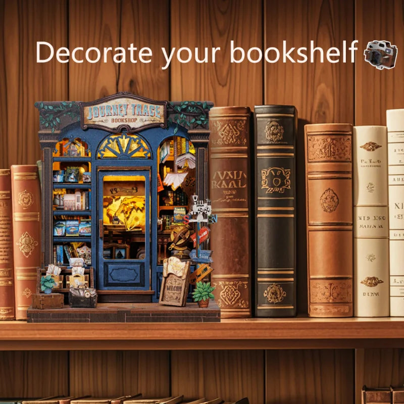 CUTEBEE Book Nook Kit DIY Miniature Model Dollhouse for Adults and Teens Bookshelf Decor 3D Wooden Puzzle Gifts for Family
