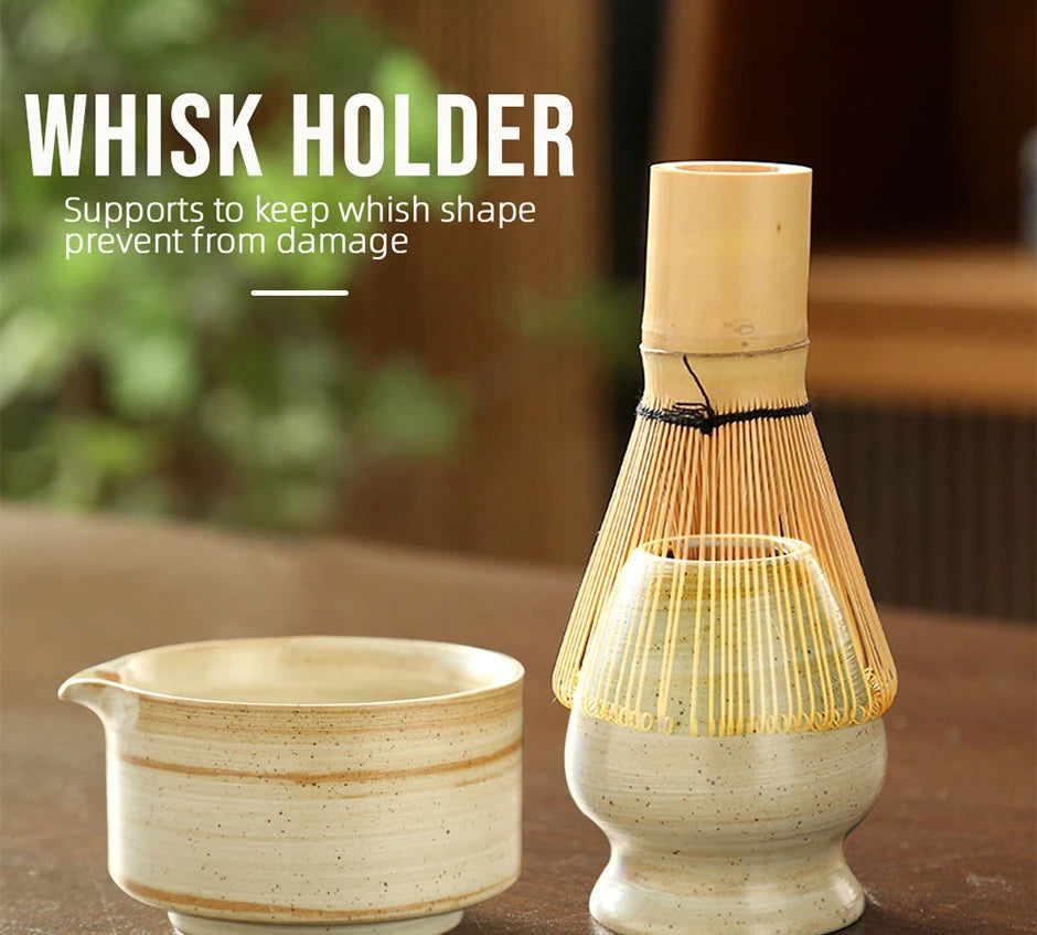 4-Piece Japanese Matcha Tea Set with Bamboo Whisk