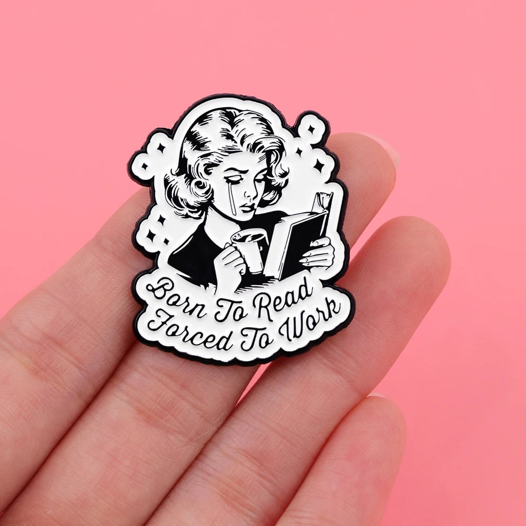 Black Cat Skeleton Book Enamel Pin