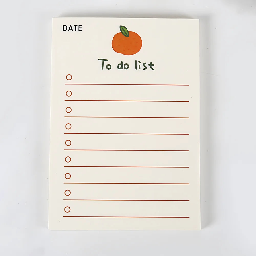 Korean Bear Fruit Non-sticky Notes Lined Memo Pads Cute Check to Do List Shopping Daily Weekly Planner Notepad Stationery Agenda