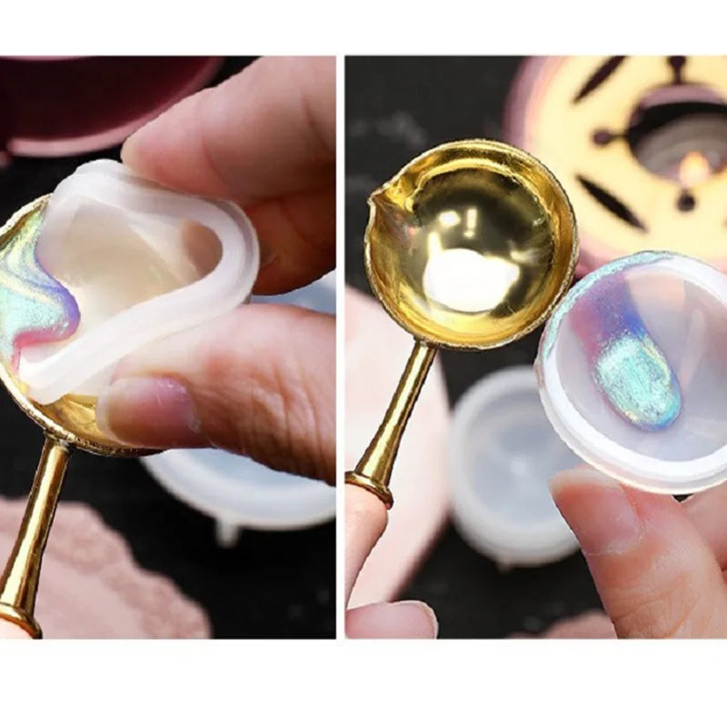 Wax Bead Pot Stick Heater Wax Seal Stamp Set Lacquer Furnace Seal Spoon Handle Stamp Melting Spoon Rubber Wood Melting Heater