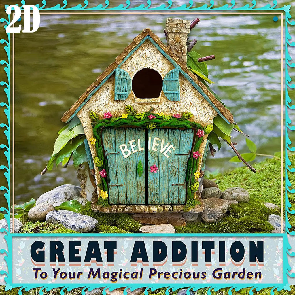 2D Fairy Garden Miniatures Gnome Window Door Set – Pendant Glow In The Dark Creative Ornaments Crafts for Fairy Garden Decorations