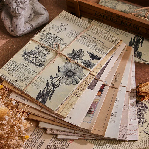 30 Pcs/Pack Vintage Large Size Material Paper Decorative Scrapbooking Diary Album Background Paper Diy Junk Journal Supplies