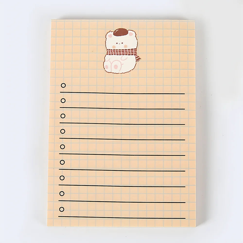 Korean Bear Fruit Non-sticky Notes Lined Memo Pads Cute Check to Do List Shopping Daily Weekly Planner Notepad Stationery Agenda