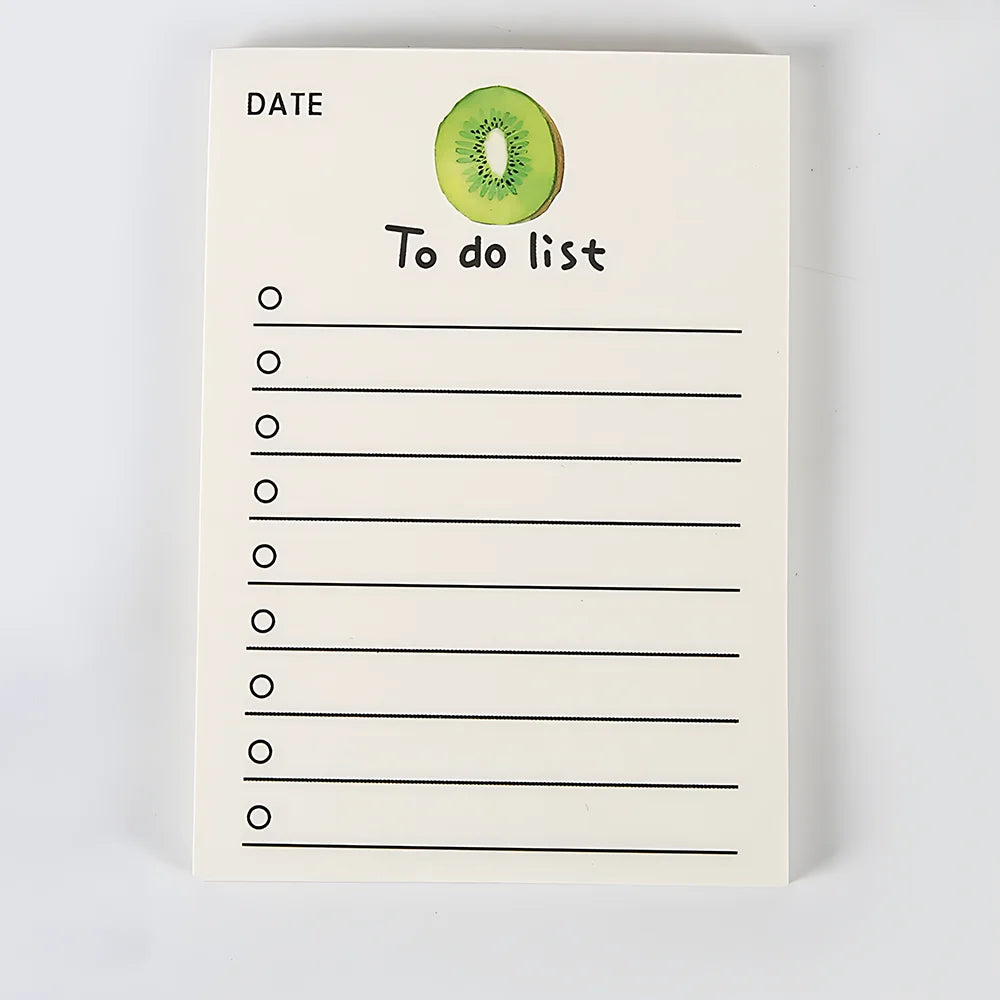 Korean Bear Fruit Non-sticky Notes Lined Memo Pads Cute Check to Do List Shopping Daily Weekly Planner Notepad Stationery Agenda