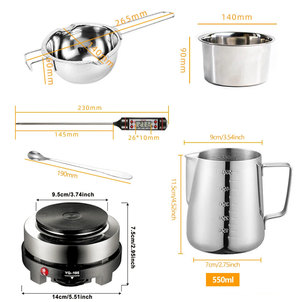 DIY Scented Candle Making Materials Tool Set, Wax Wick Pure Cotton Scented Candle Mold Wax Pot with Wax Melting Hot Plate