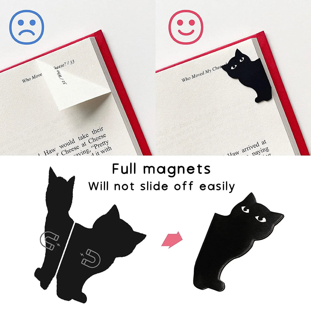 6-Piece Black Cat Magnetic Bookmarks