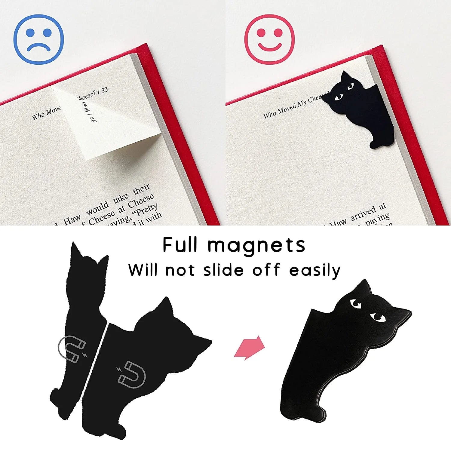 6-Piece Black Cat Magnetic Bookmarks