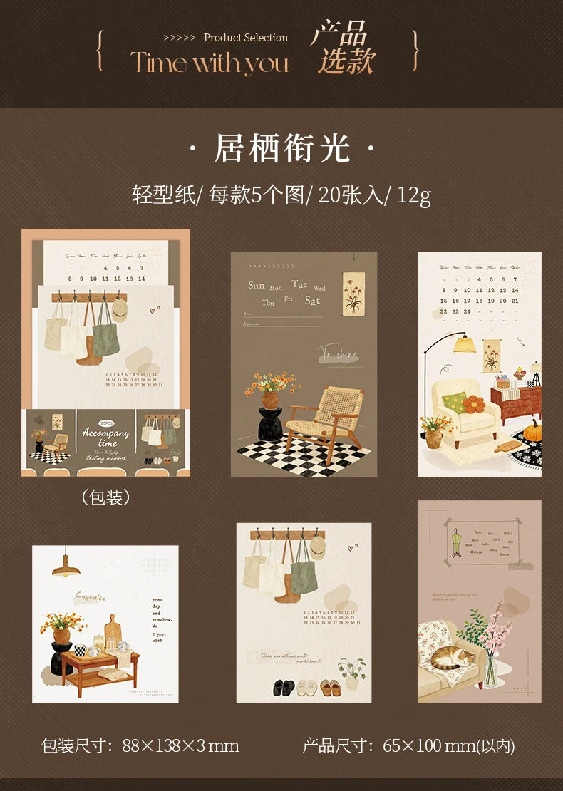 Journal GO 20pcs Time with You Note Pads Creative Warm Journaling Scrapbook Decorative Material Paper Stationery Notes