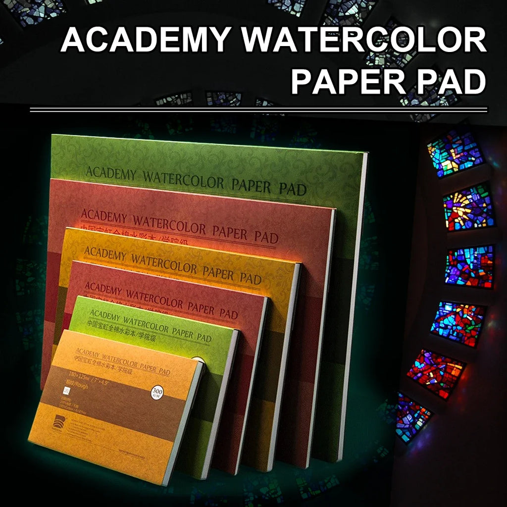 100% Cotton Watercolor Paper Pad – 300gsm Artist Painting Book | Cold & Hot Press Textures | 20-Sheet Sealed Pad (32K & 16K Sizes)
