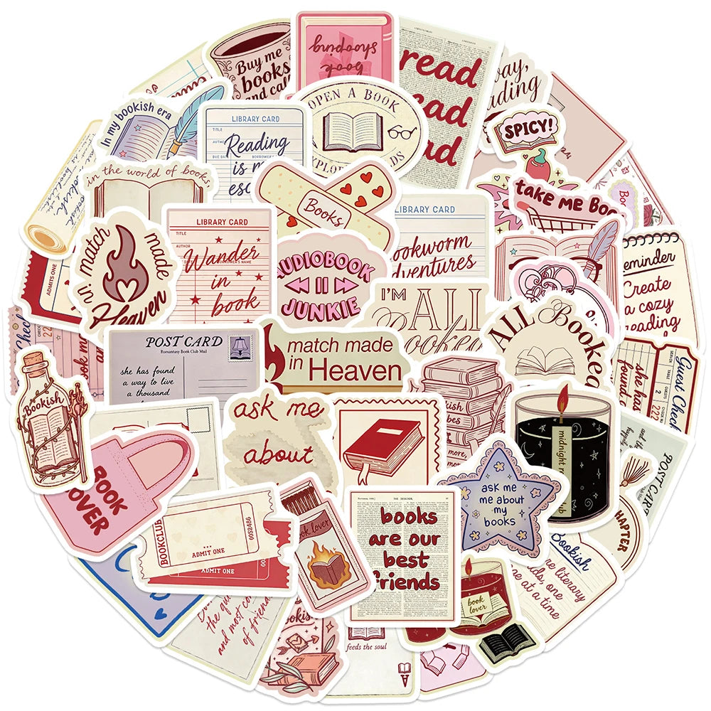 10/30/50pcs Cartoon Bookish Aesthetic Graffiti Stickers Funny Decoration Decals DIY Stationery Phone Suitcase Waterproof Sticker