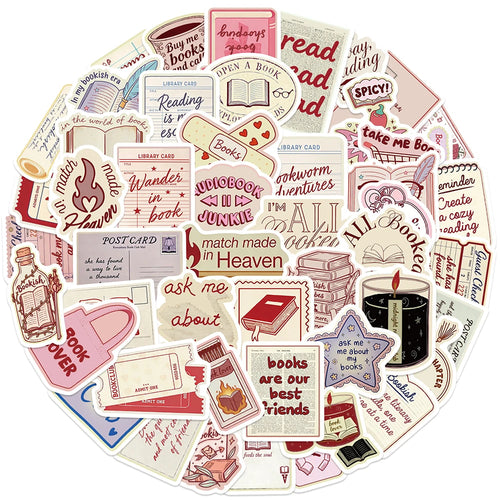 10/30/50pcs Cartoon Bookish Aesthetic Graffiti Stickers Funny Decoration Decals DIY Stationery Phone Suitcase Waterproof Sticker