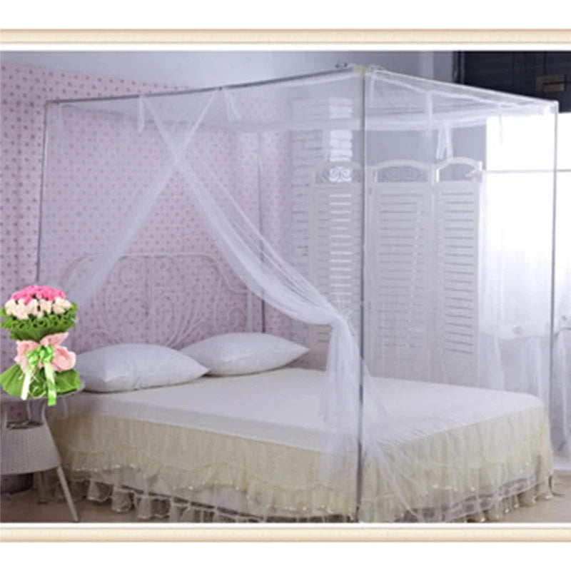 Princess-Style Lace Bed Canopy  Double Bed Mosquito Net 100% Polyester Mesh Insect Netting for Home & Travel  White, Pink, Blue, Purple