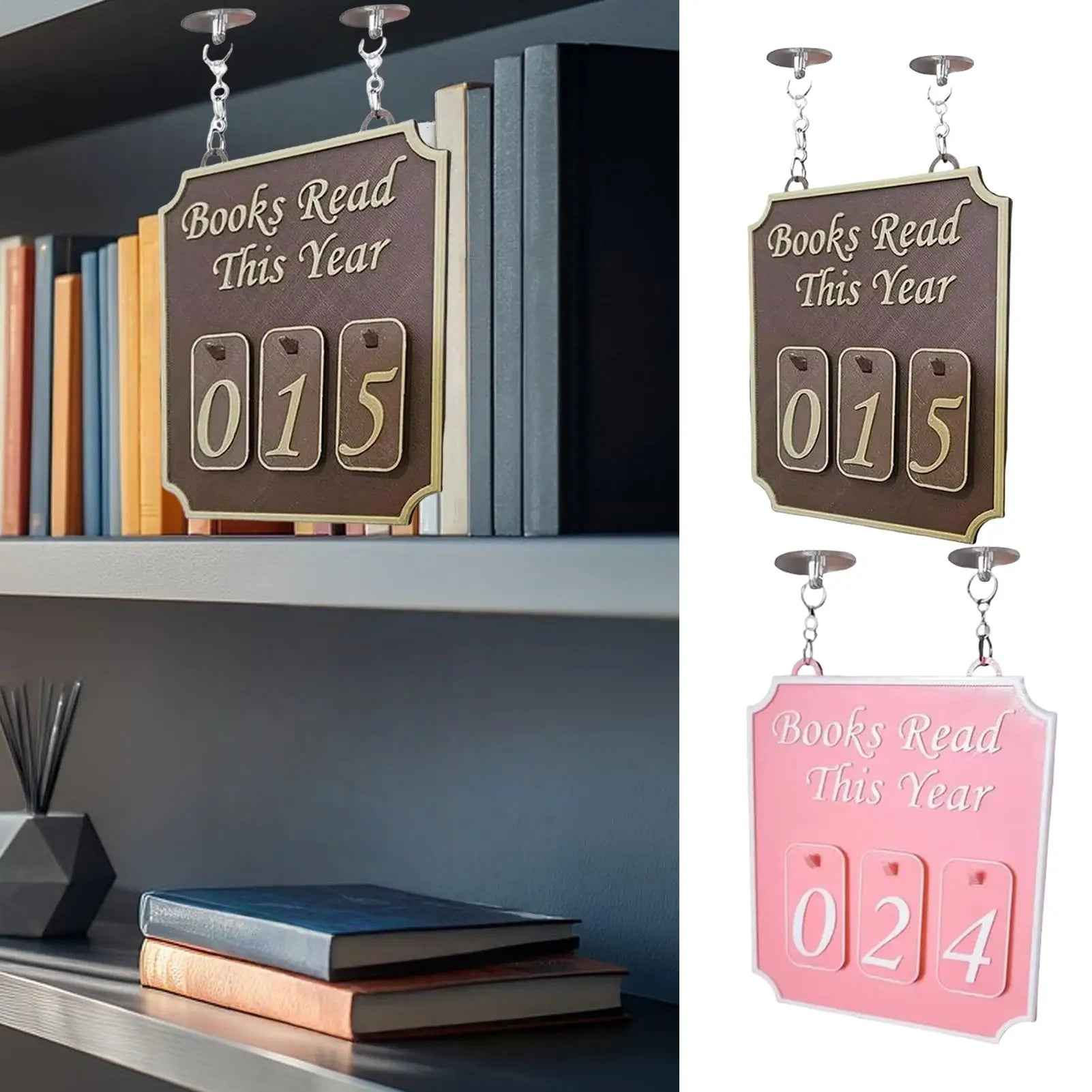 3D Printing Book Shelf Decor Books Read This Year Counter Up To 999 Modern Ornament Study Reader Library Hanging Decorations